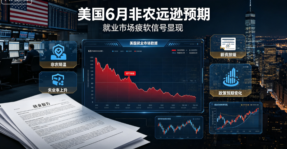 美国6月非农远逊预期，就业市场疲软信号显现